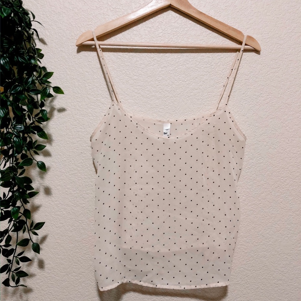 polka dot chiffon tank top